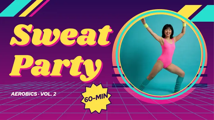 Sweat party 80s aerobics thumbnail template