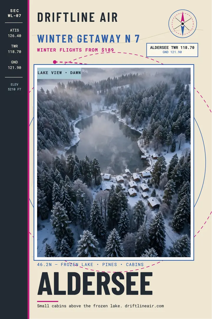 Driftline Air winter getaway poster, Aldersee template