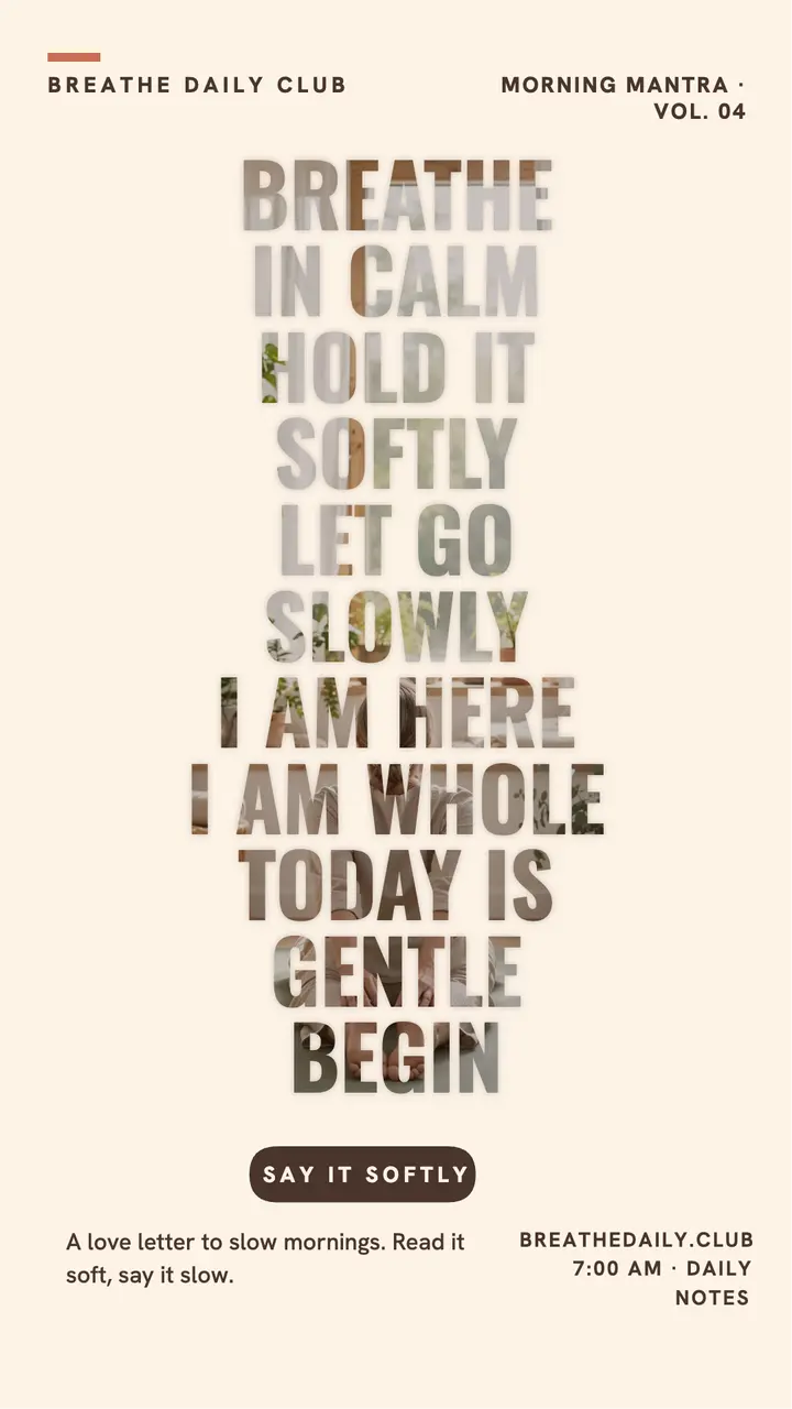Breathe Daily morning mantra wall template