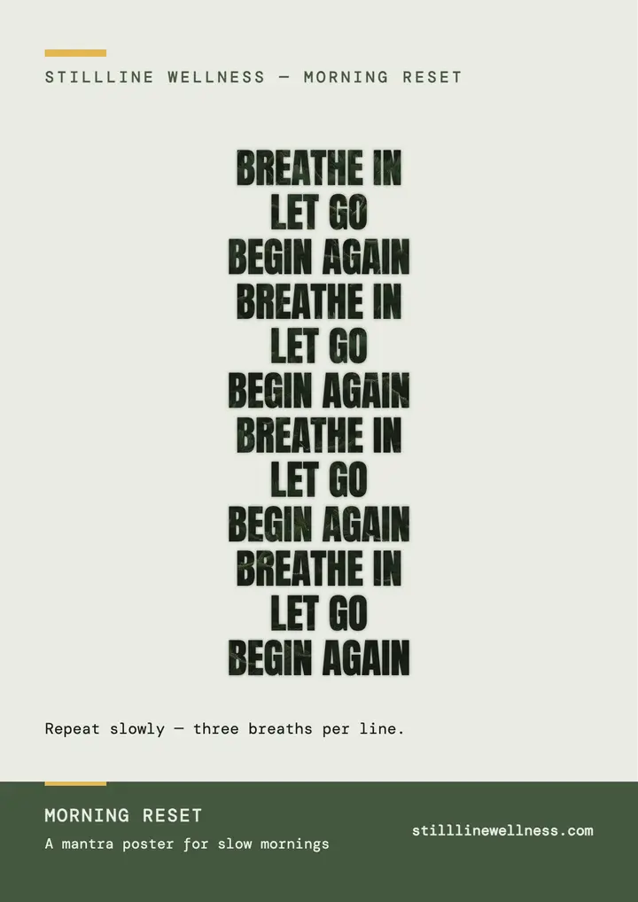Morning Reset mantra poster, Stillline Wellness template