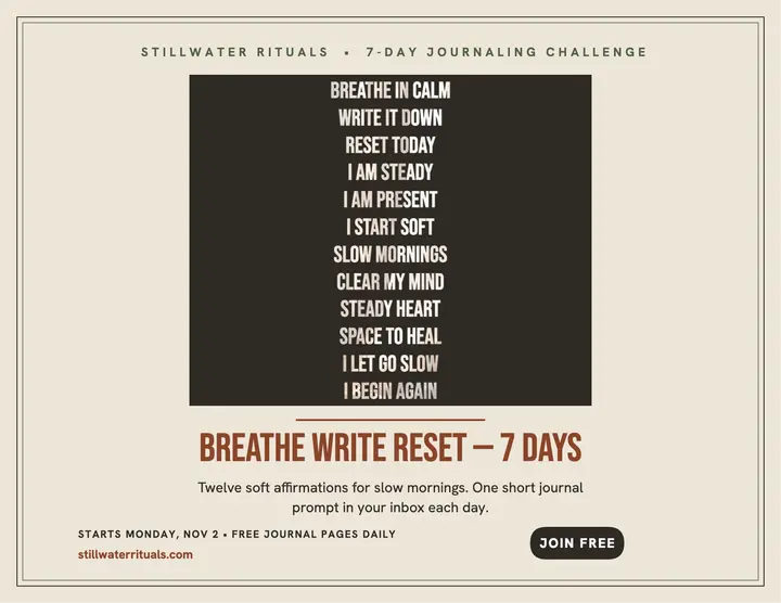 Breathe Write Reset affirmation wall flyer template