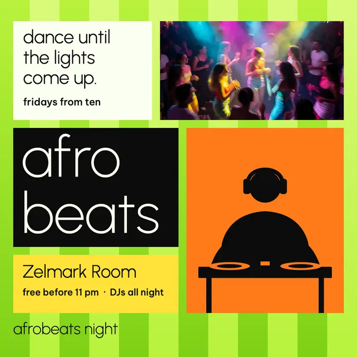 Zelmark Room afrobeats night metro post template