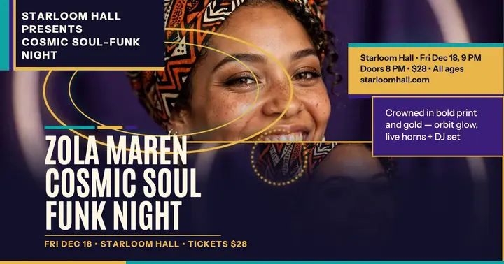 Zola Maren cosmic soul-funk night post template