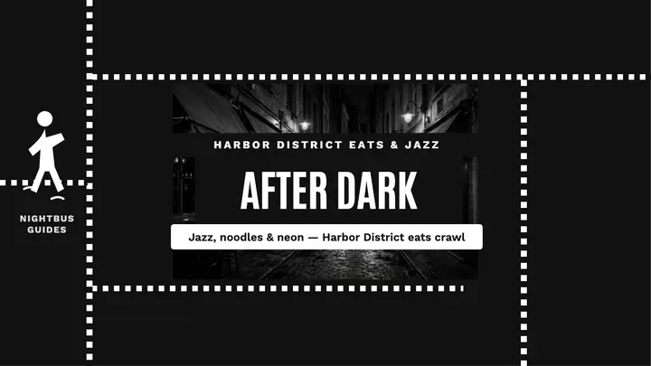 Harbor District after dark travel thumbnail template