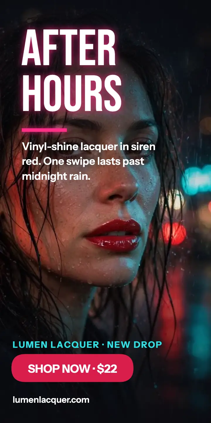 Lumen Lacquer After Hours half page ad template