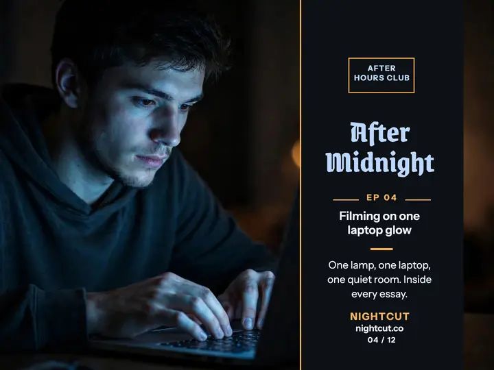 After midnight creator slide, Nightcut: creator presentation slide template