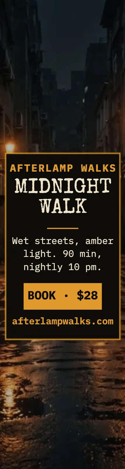 Afterlamp Walks midnight tour skyscraper: night walk tour ad template