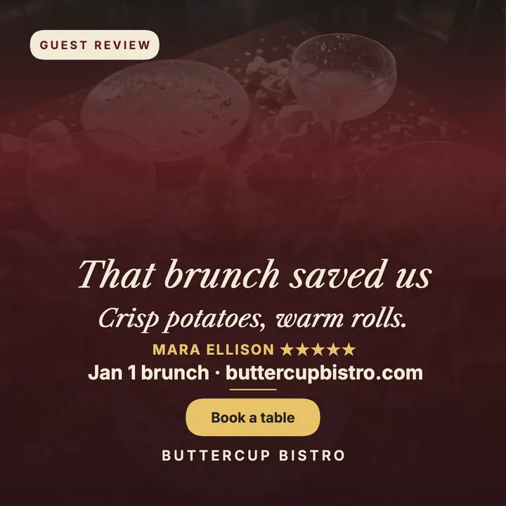 Buttercup Bistro brunch review card template
