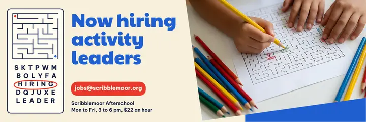 Scribblemoor Afterschool activity leader hiring header template