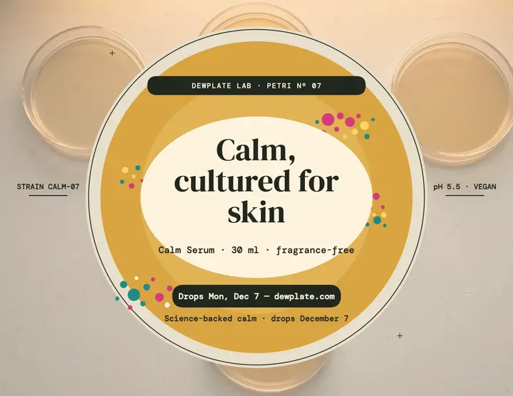 Dewplate Calm Serum agar launch flyer template