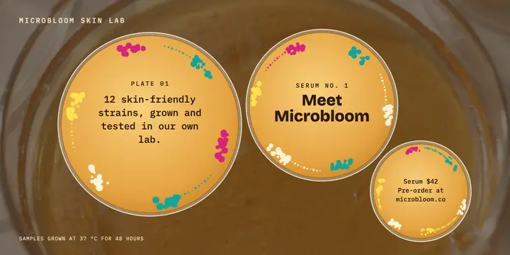 Microbloom serum launch X post: skincare lab launch x post template