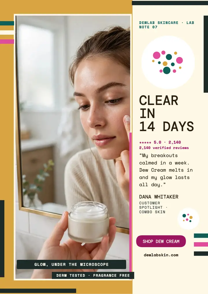 Dewlab skincare review flyer, agar art: skincare review flyer template