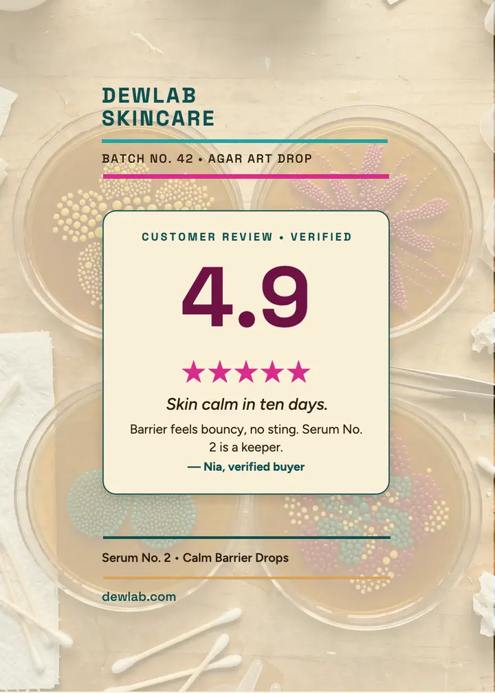 Dewlab agar art review card: skincare review card template