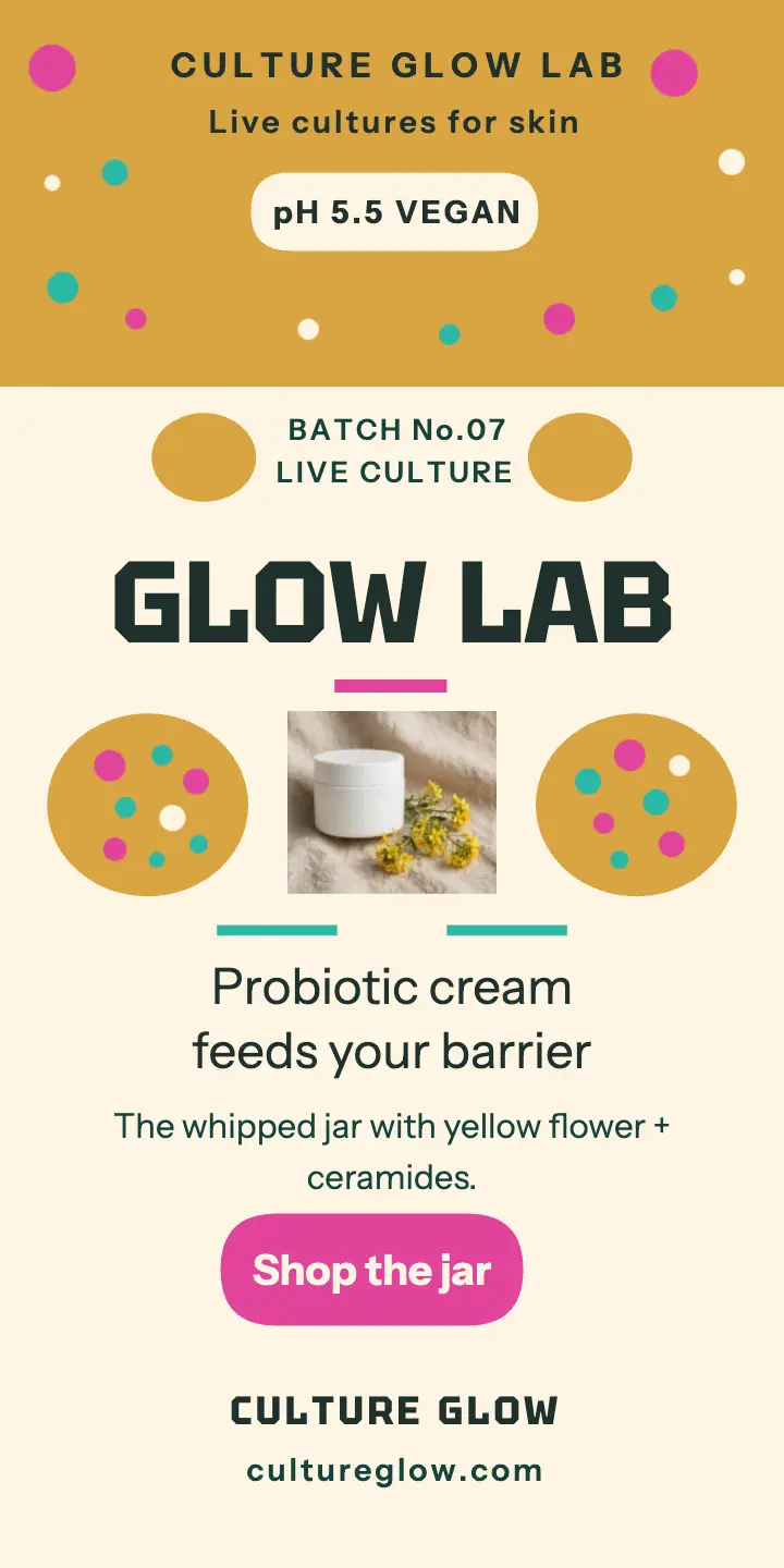 Culture Glow agar lab half page ad: skincare lab ad template