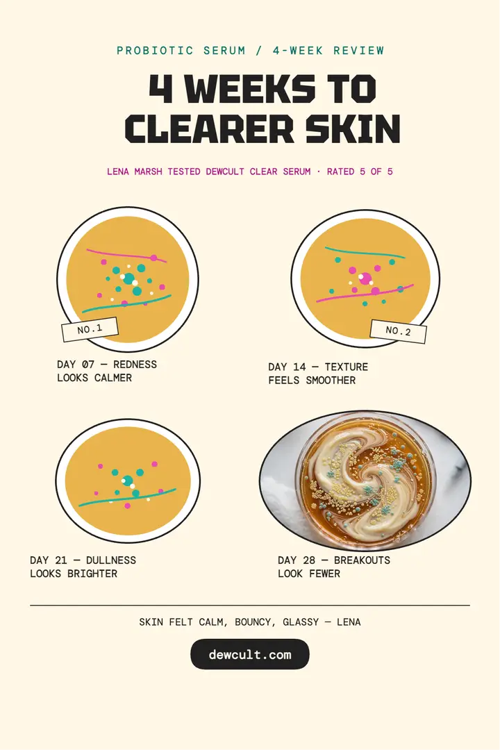 Dewcult serum review poster, agar dishes template