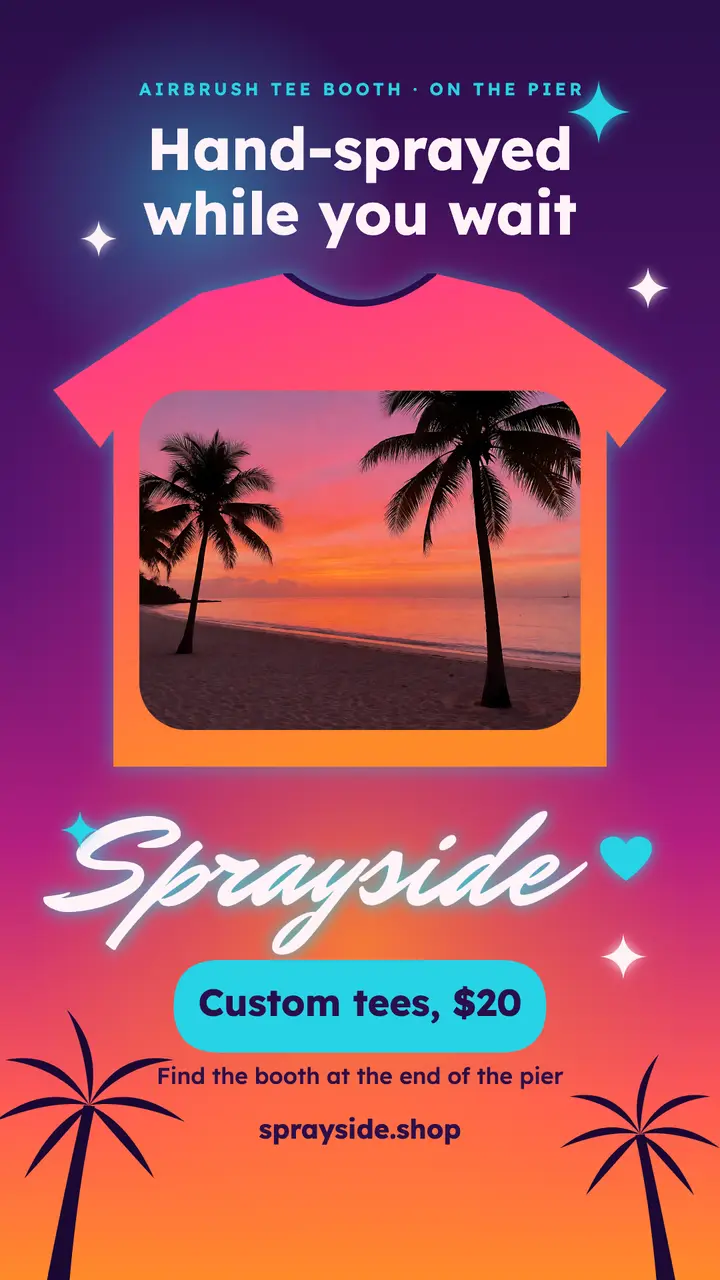 Sprayside airbrush tee booth boardwalk story template