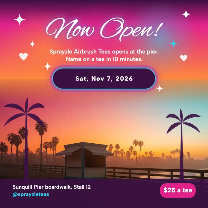 Sprayzle Airbrush Tees grand opening post: grand opening post template