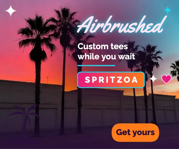 Spritzoa airbrush tees boardwalk ad template