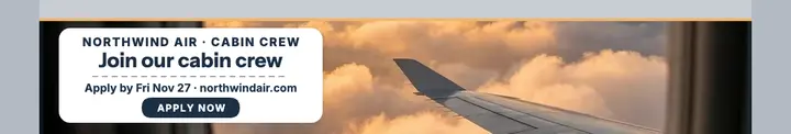 Northwind Air cabin crew hiring cover template
