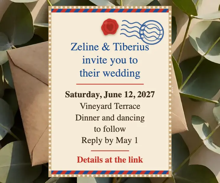 Airmail stamp wedding invitation ad template