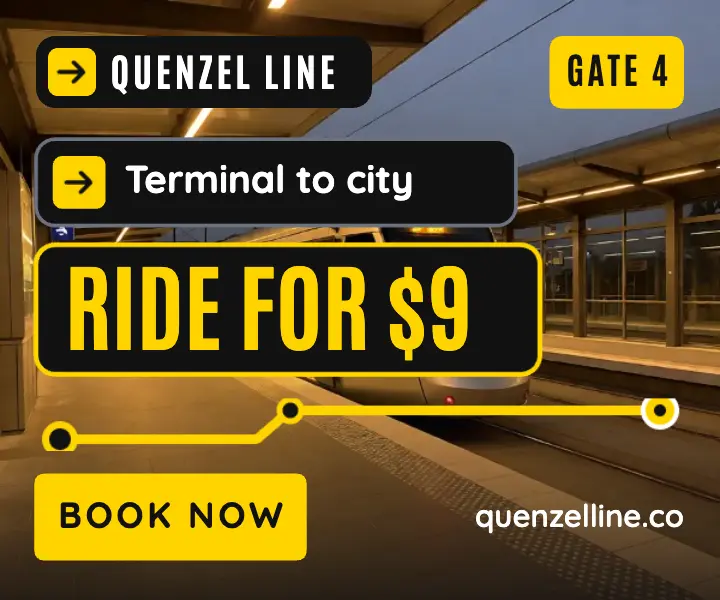 Quenzel Line airport express ad, wayfinding signage template