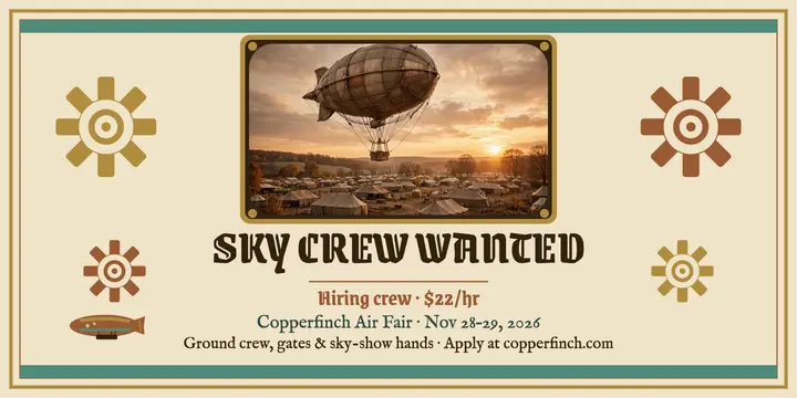 Copperfinch Air Fair sky crew hiring post template