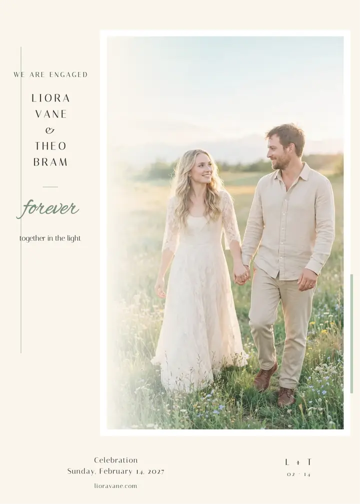 Liora and Theo airy engagement invitation template
