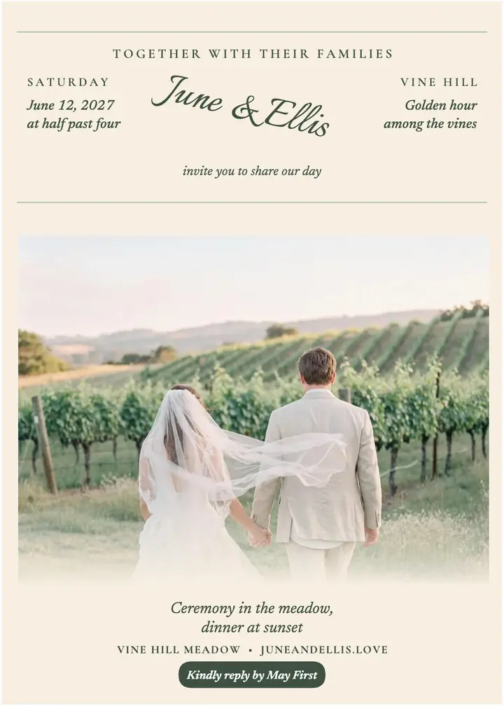 June and Ellis vineyard invitation template