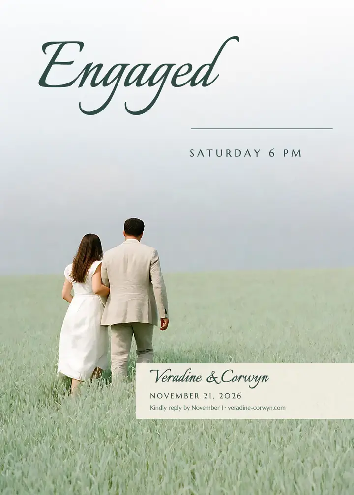 Veradine and Corwyn engagement party invitation, airy film template