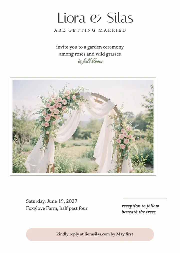 Liora and Silas airy garden invitation template