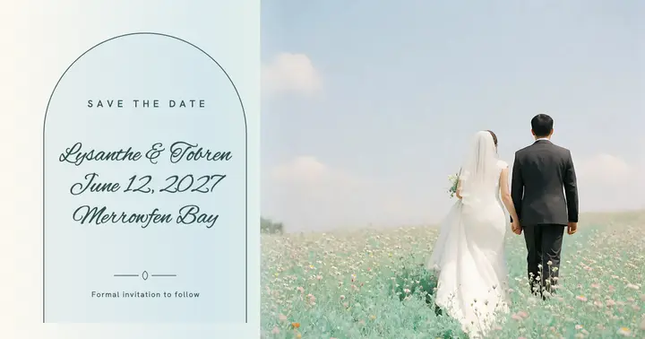 Airy meadow save the date, Facebook post template