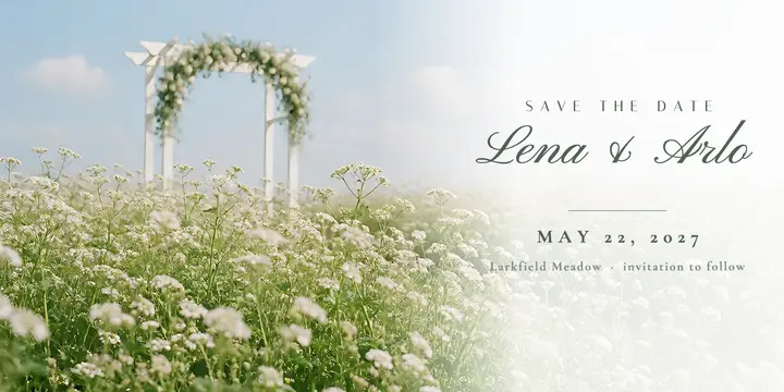 Lena and Arlo airy meadow save the date template