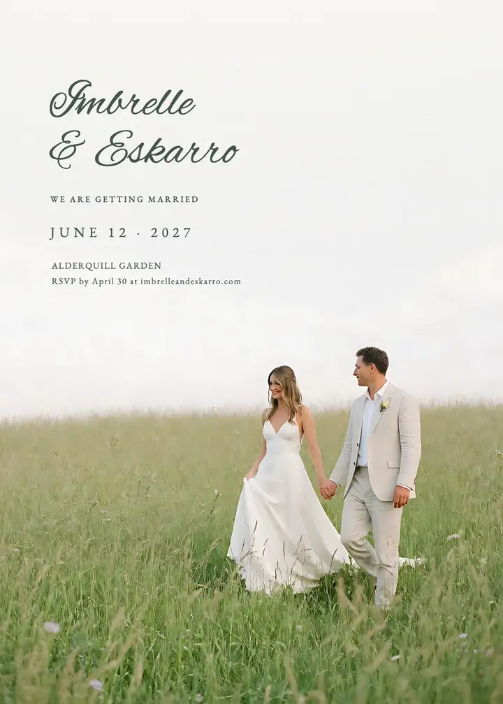 Imbrelle & Eskarro garden wedding invitation, airy film template