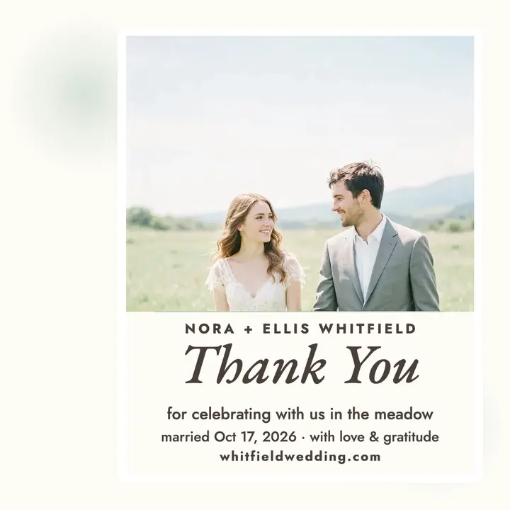 Nora and Ellis meadow wedding thanks template