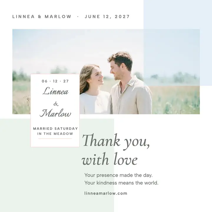Linnea and Marlow airy thank-you post template