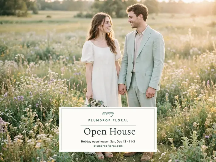 Plumdrop Floral holiday open house slide: wedding open house slide template