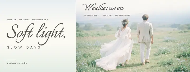 Weatherwren wedding photographer Facebook cover, airy film template