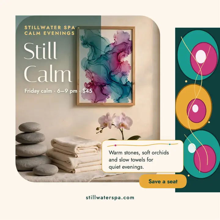 Stillwater Spa calm evening ink post template