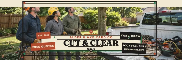 Alder and Axe yard crew header: tree service header template