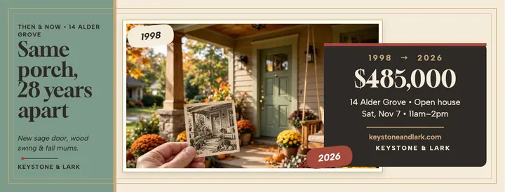 Alder Grove porch then and now cover template