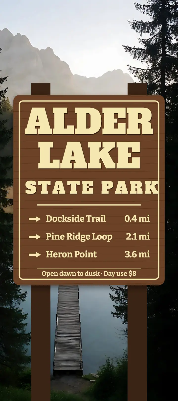 Alder Lake state park rack card: park trail rack card template