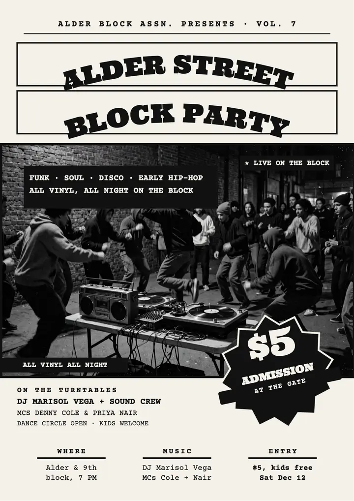 Alder Street block party flyer template