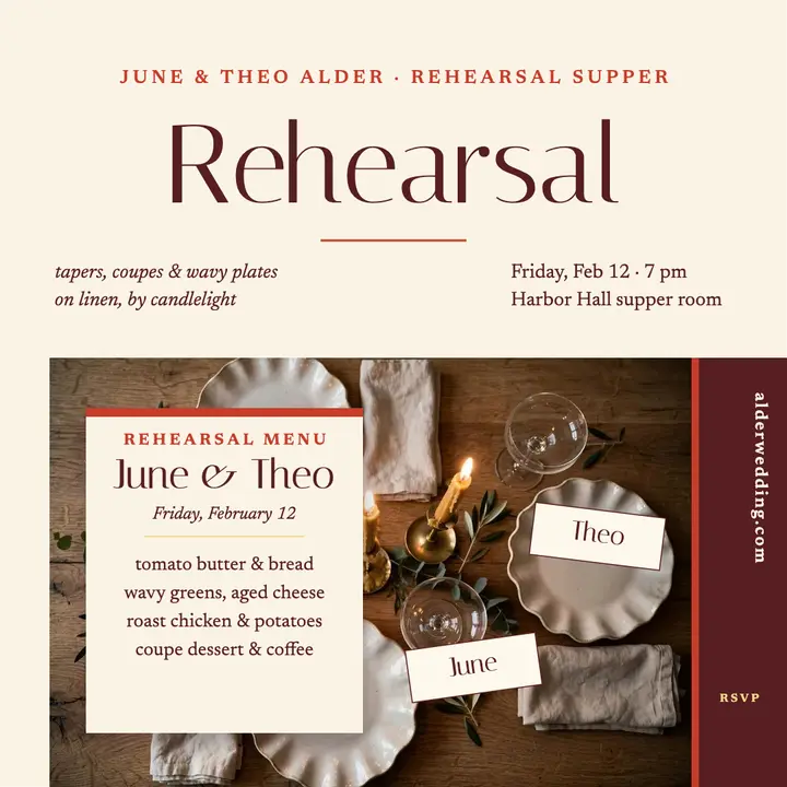 Alder rehearsal supper post template