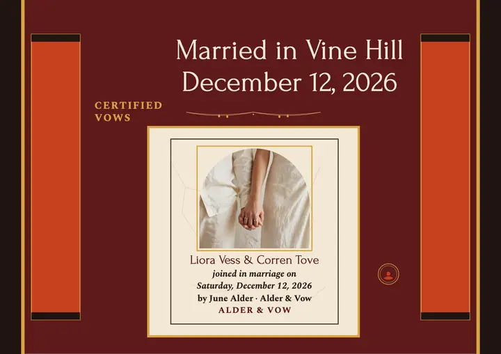 Alder and Vow wedding keepsake certificate: wedding keepsake certificate template