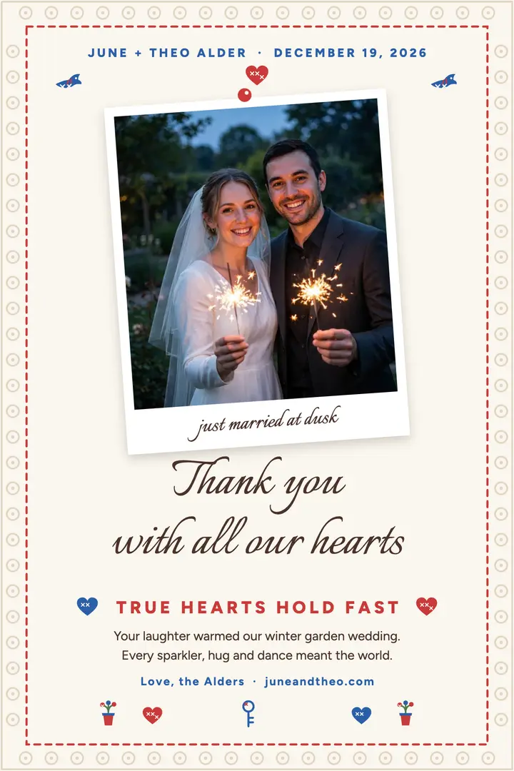 Alder winter wedding thank you poster template