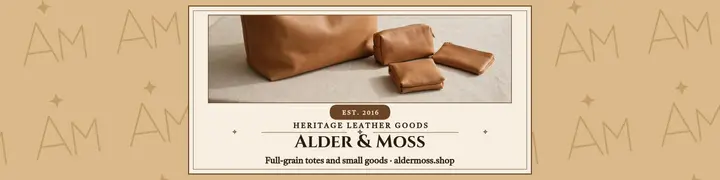 Alder and Moss heritage leather banner: leather shop etsy banner template