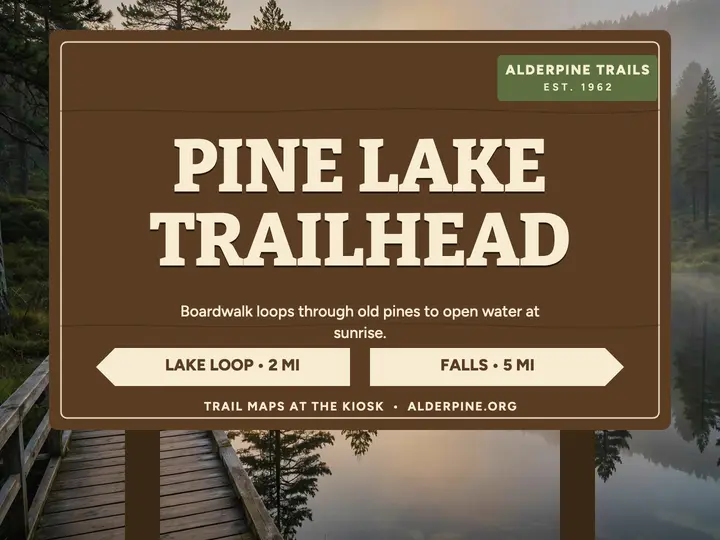Alderpine Trails pine lake slide: trailhead presentation slide template