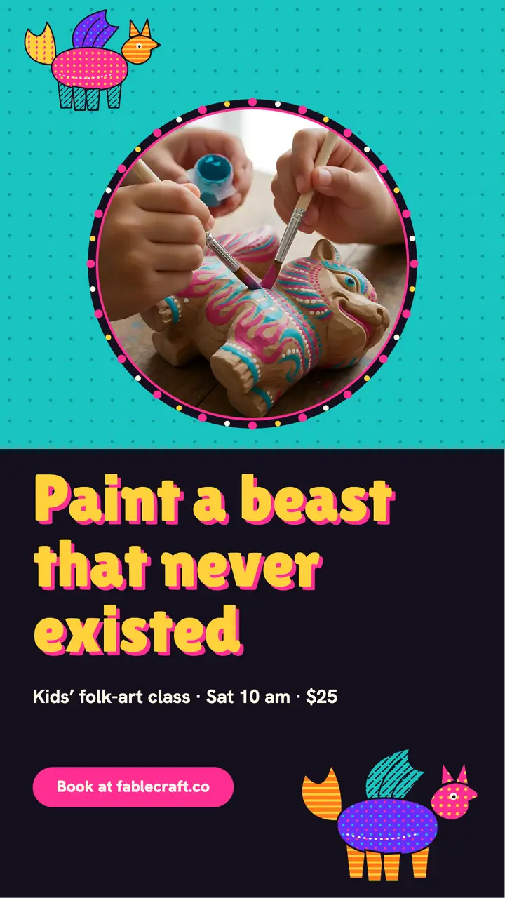 Fablecraft kids creature painting story template