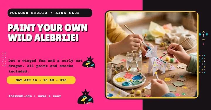 Folkcub alebrije kids paint party template