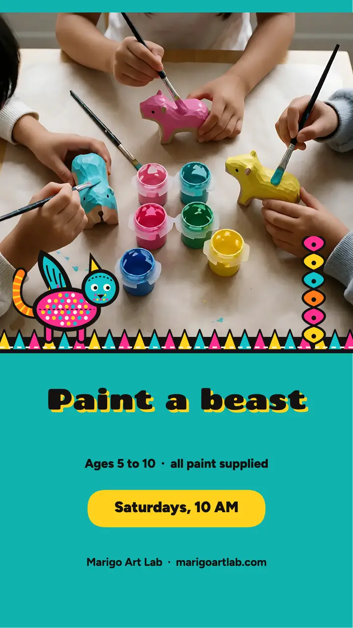 Paint a beast kids art class story template